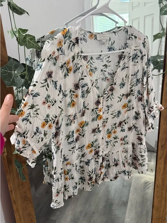 Lucky Brand Floral Peplum Blouse - Picture 2 of 4